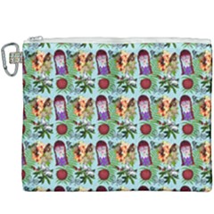 Purple Glasses Girl Pattern Blue Canvas Cosmetic Bag (xxxl) by snowwhitegirl