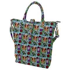 Purple Glasses Girl Pattern Blue Buckle Top Tote Bag by snowwhitegirl