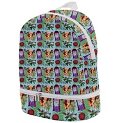 Purple Glasses Girl Pattern Blue Zip Bottom Backpack by snowwhitegirl