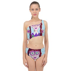 Purple Glasses Girl Wall Spliced Up Two Piece Swimsuit by snowwhitegirl