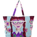 Purple Glasses Girl Wall Simple Shoulder Bag View3