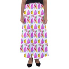 Girl With Hood Cape Heart Lemon Pattern White Flared Maxi Skirt by snowwhitegirl