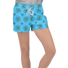 Blue Repeat Pattern Velour Lounge Shorts by emmamatrixworm