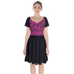 Pink And Black Zebra Short Sleeve Bardot Dress by Angelandspot