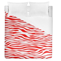 Red And White Zebra Duvet Cover (queen Size) by Angelandspot