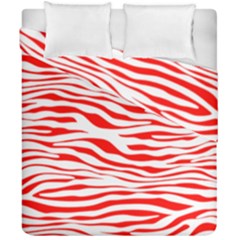 Red And White Zebra Duvet Cover Double Side (california King Size) by Angelandspot