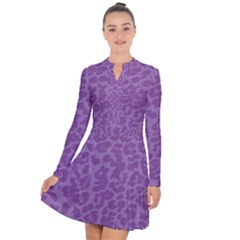 Purple Big Cat Pattern Long Sleeve Panel Dress by Angelandspot