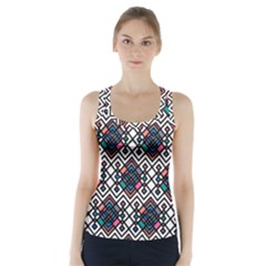 Boho Geometric Racer Back Sports Top by tmsartbazaar