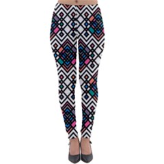 Boho Geometric Lightweight Velour Leggings by tmsartbazaar