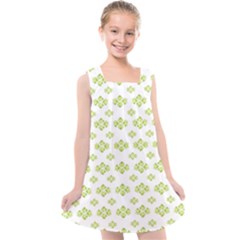 Bright Leaves Motif Print Pattern Design Kids  Cross Back Dress by dflcprintsclothing