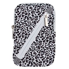 Leopard Spots, White, Brown Black, Animal Fur Print Belt Pouch Bag (large) by Casemiro