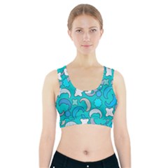 Cloudy Blue Moon Sports Bra With Pocket by tmsartbazaar