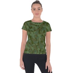 Green Army Camouflage Pattern Short Sleeve Sports Top  by SpinnyChairDesigns