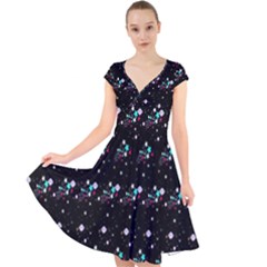 Galaxy Stars Cap Sleeve Front Wrap Midi Dress by Sparkle