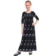 Galaxy Stars Kids  Quarter Sleeve Maxi Dress by Sparkle