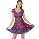 Red and Blue Camouflage Pattern Cap Sleeve Dress View1