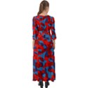 Red and Blue Camouflage Pattern Button Up Maxi Dress View2