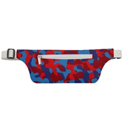 Red And Blue Camouflage Pattern Active Waist Bag by SpinnyChairDesigns