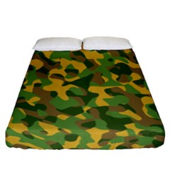 Yellow Green Brown Camouflage Fitted Sheet (california King Size) by SpinnyChairDesigns