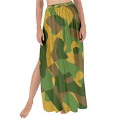 Yellow Green Brown Camouflage Maxi Chiffon Tie-up Sarong by SpinnyChairDesigns