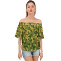 Yellow Green Brown Camouflage Off Shoulder Short Sleeve Top View1