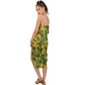 Yellow Green Brown Camouflage Waist Tie Cover Up Chiffon Dress View2