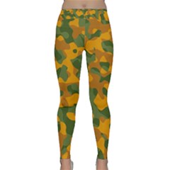 Green And Orange Camouflage Pattern Classic Yoga Leggings by SpinnyChairDesigns