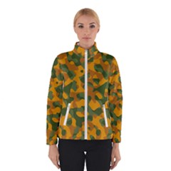 Green And Orange Camouflage Pattern Winter Jacket by SpinnyChairDesigns