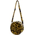 Black Yellow Brown Camouflage Pattern Crossbody Circle Bag View1