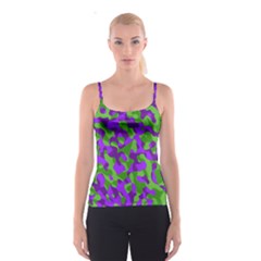 Purple And Green Camouflage Spaghetti Strap Top by SpinnyChairDesigns