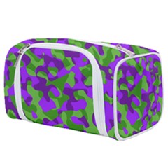 Purple And Green Camouflage Toiletries Pouch by SpinnyChairDesigns