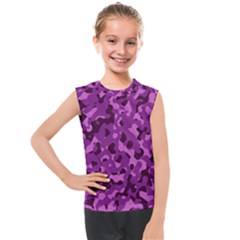 Dark Purple Camouflage Pattern Kids  Mesh Tank Top by SpinnyChairDesigns