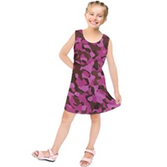 Pink And Brown Camouflage Kids  Tunic Dress by SpinnyChairDesigns