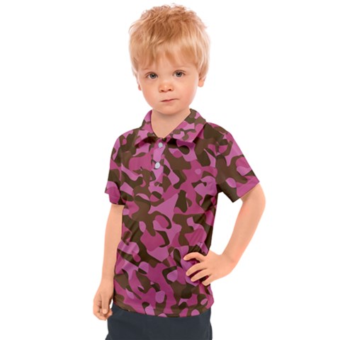 Pink And Brown Camouflage Kids  Polo Tee by SpinnyChairDesigns