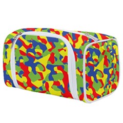 Colorful Rainbow Camouflage Pattern Toiletries Pouch by SpinnyChairDesigns