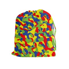 Colorful Rainbow Camouflage Pattern Drawstring Pouch (xl) by SpinnyChairDesigns