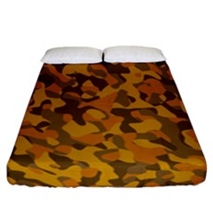 Brown And Orange Camouflage Fitted Sheet (california King Size) by SpinnyChairDesigns