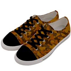 Brown And Orange Camouflage Men s Low Top Canvas Sneakers by SpinnyChairDesigns