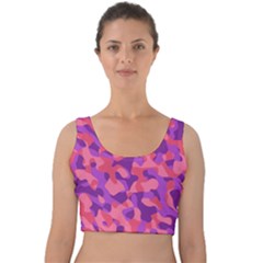 Pink And Purple Camouflage Velvet Crop Top