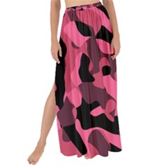 Black And Pink Camouflage Pattern Maxi Chiffon Tie-up Sarong by SpinnyChairDesigns