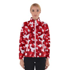 Red And White Camouflage Pattern Winter Jacket by SpinnyChairDesigns