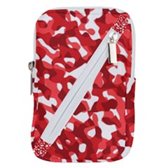 Red And White Camouflage Pattern Belt Pouch Bag (large) by SpinnyChairDesigns