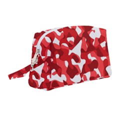 Red And White Camouflage Pattern Wristlet Pouch Bag (medium) by SpinnyChairDesigns