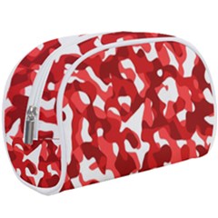 Red And White Camouflage Pattern Makeup Case (large) by SpinnyChairDesigns