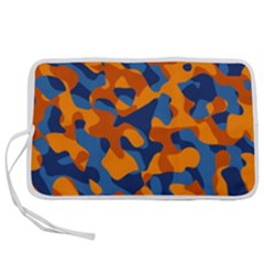 Blue And Orange Camouflage Pattern Pen Storage Case (m) by SpinnyChairDesigns