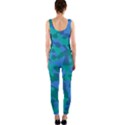 Blue Turquoise Teal Camouflage Pattern One Piece Catsuit View2