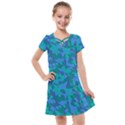 Blue Turquoise Teal Camouflage Pattern Kids  Cross Web Dress View1