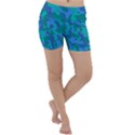 Blue Turquoise Teal Camouflage Pattern Lightweight Velour Yoga Shorts View1