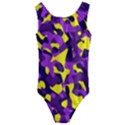 Purple and Yellow Camouflage Pattern Kids  Cut-Out Back One Piece Swimsuit View1