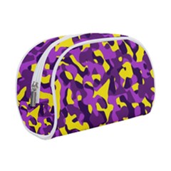 Purple And Yellow Camouflage Pattern Makeup Case (small) by SpinnyChairDesigns